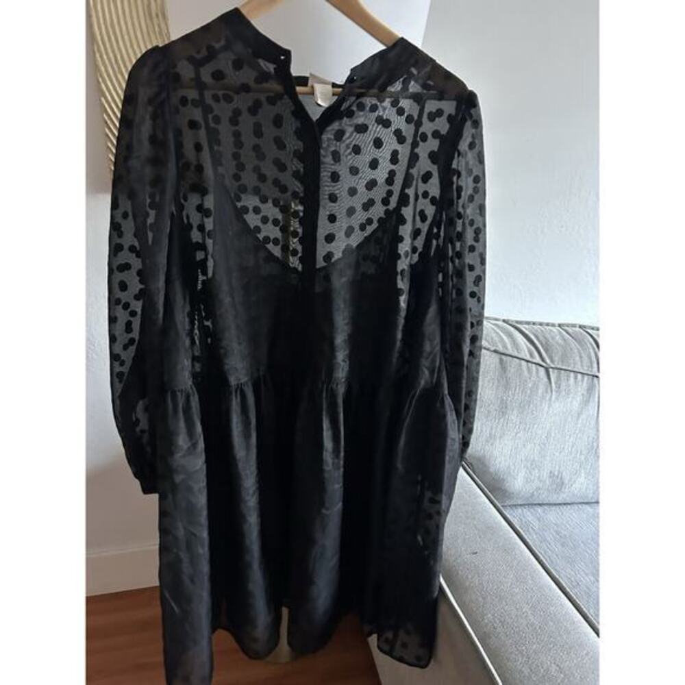 Sheer Babydoll Polka Dot Dress Button Xl